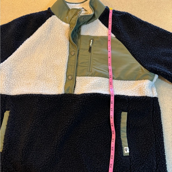 Cozy Black/Cream with Olive fleece Teddy Jacket - Picture 5 of 6